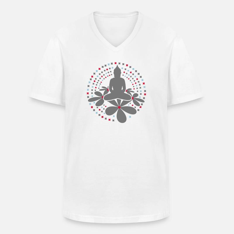 Buddha Mandala - Männer-T-Shirt mit V-Ausschnitt - Weiß
