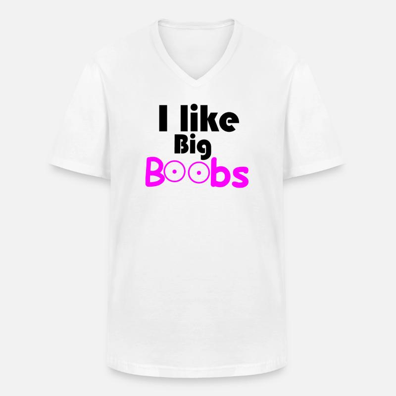 Große Brüste - Männer-T-Shirt mit V-Ausschnitt - Weiß