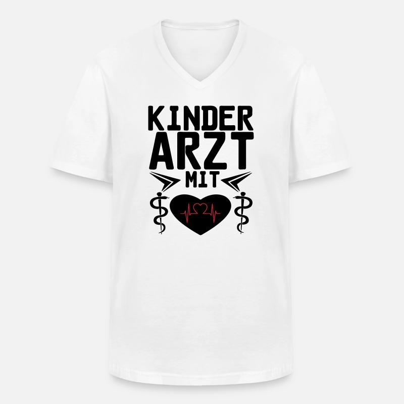 Kinderarzt mit Herz Geschenk - Männer-T-Shirt mit V-Ausschnitt - Weiß