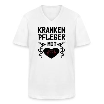 Krankenpfleger mit Herz Geschenk - Männer-T-Shirt mit V-Ausschnitt - Weiß - Vorne - AI Model Male 185 light (185cm)