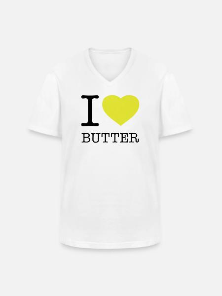 I LOVE BUTTER - Men's V-Neck T-Shirt - white