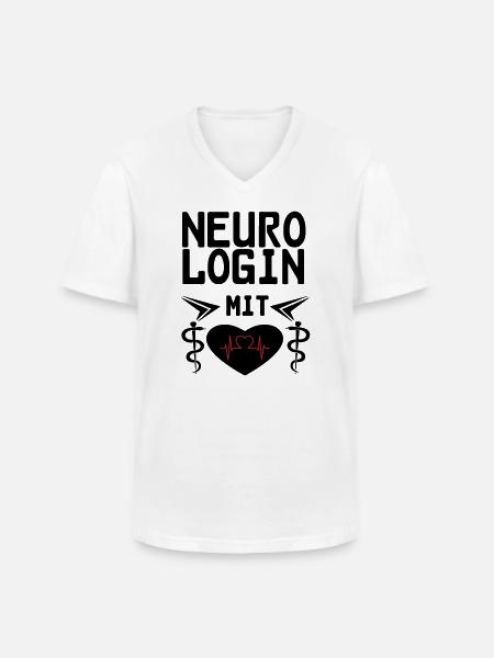 Neurologin mit Herz Geschenk - Männer-T-Shirt mit V-Ausschnitt - Weiß