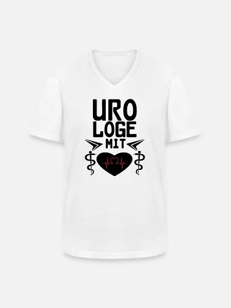 Urologe mit Herz Geschenk - Männer-T-Shirt mit V-Ausschnitt - Weiß