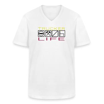 Trucker Life,Berufskraftfahrer,Fernfahrer - Männer-T-Shirt mit V-Ausschnitt - Weiß - Vorne - AI Model Male 185 light (185cm)