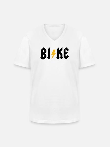 BI!KE - Männer-T-Shirt mit V-Ausschnitt - Weiß