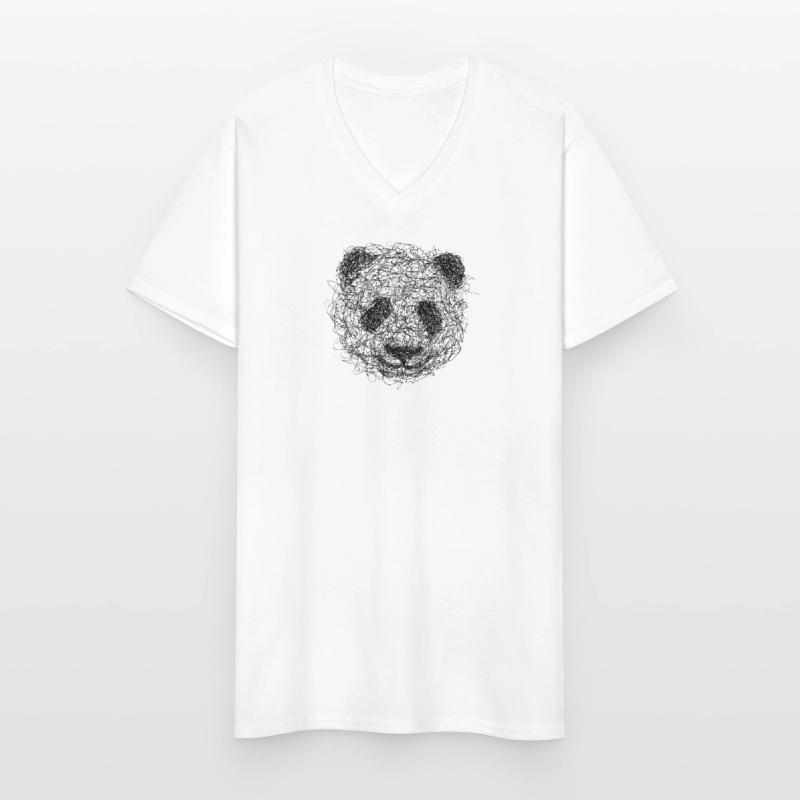 Panda Drawing Scribble - Panda scribble art Men's V-Neck T-Shirt