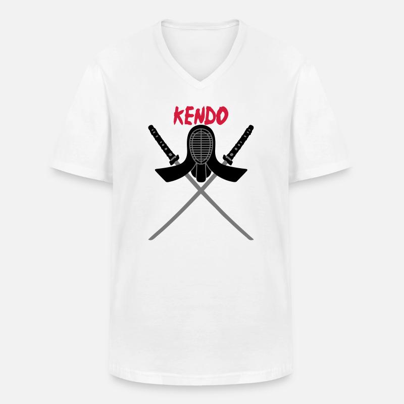KENDO - Männer-T-Shirt mit V-Ausschnitt - Weiß