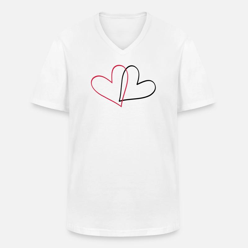 Herzen Herz Geschenkidee Partnerlook - Männer-T-Shirt mit V-Ausschnitt - Weiß