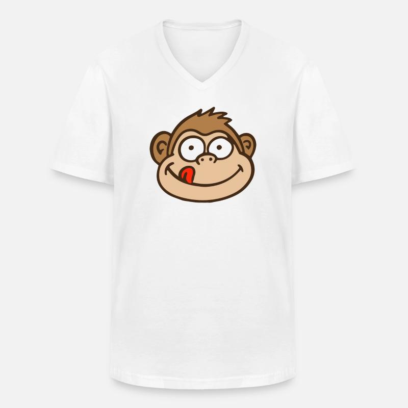 Affe - Männer-T-Shirt mit V-Ausschnitt - Weiß