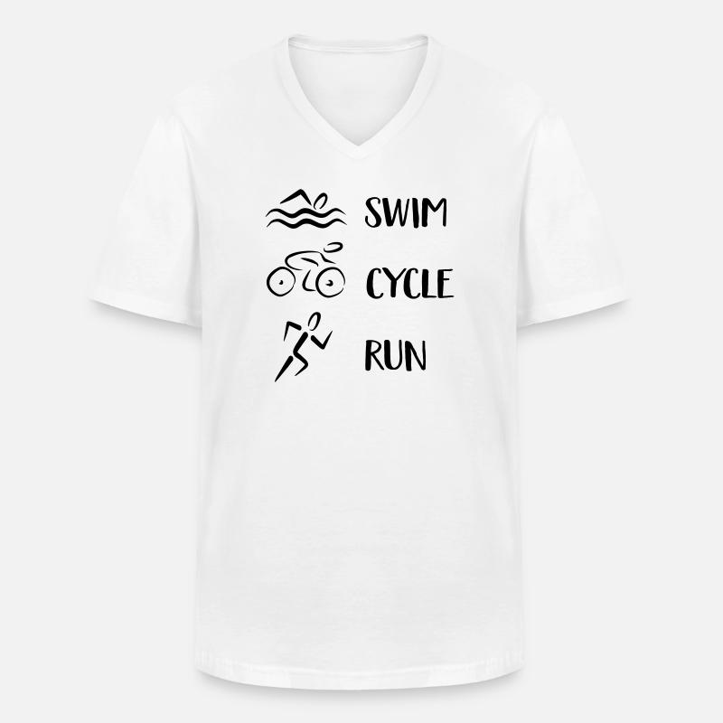 Triathlon - Männer-T-Shirt mit V-Ausschnitt - Weiß