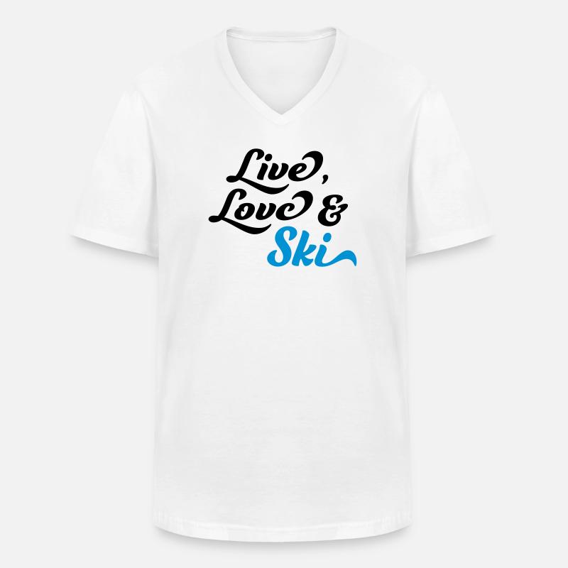 Ski - Männer-T-Shirt mit V-Ausschnitt - Weiß