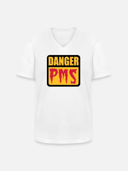 Danger PMS - Männer-T-Shirt mit V-Ausschnitt - Weiß