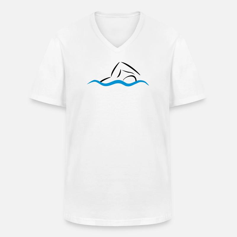 schwimmen - Männer-T-Shirt mit V-Ausschnitt - Weiß