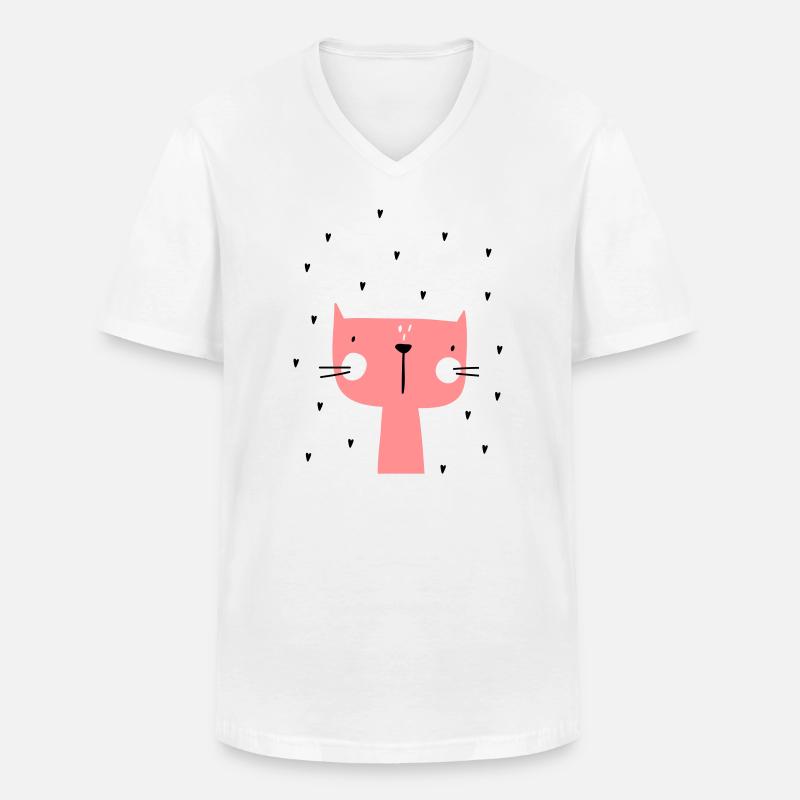 Katze mit Herzen - Männer-T-Shirt mit V-Ausschnitt - Weiß