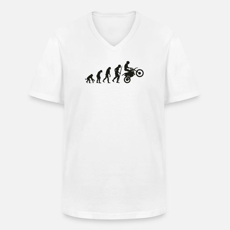Evolution motorcycling - Männer-T-Shirt mit V-Ausschnitt - Weiß