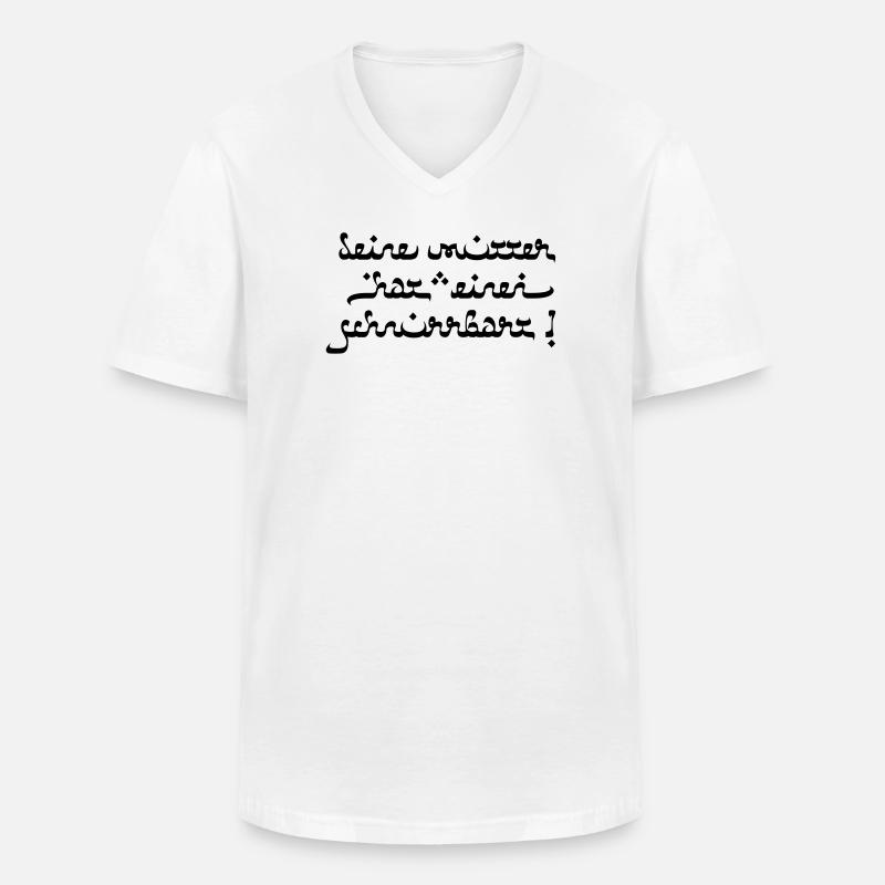 Deine mutter hat einen schnurrbart! - Männer-T-Shirt mit V-Ausschnitt - Weiß