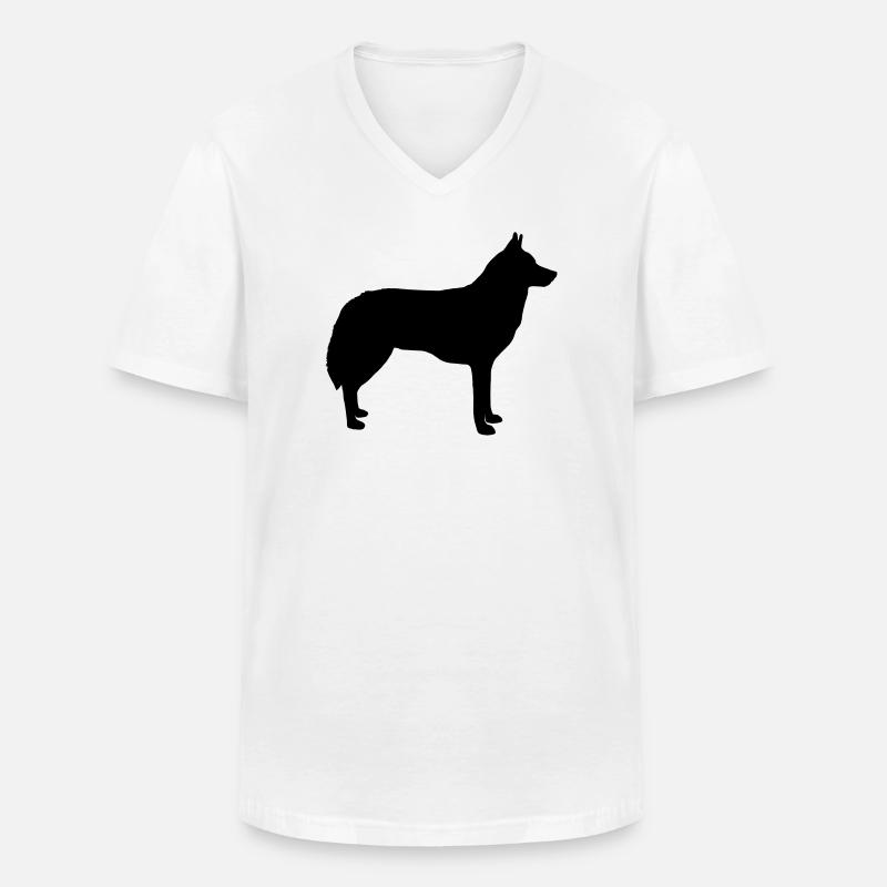 Wolf Silhouette - Männer-T-Shirt mit V-Ausschnitt - Weiß