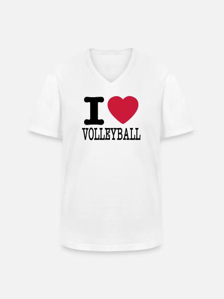 i love volleyball / ik hou van volleybal shirt - Klassiek mannen T-shirt met V-hals - wit