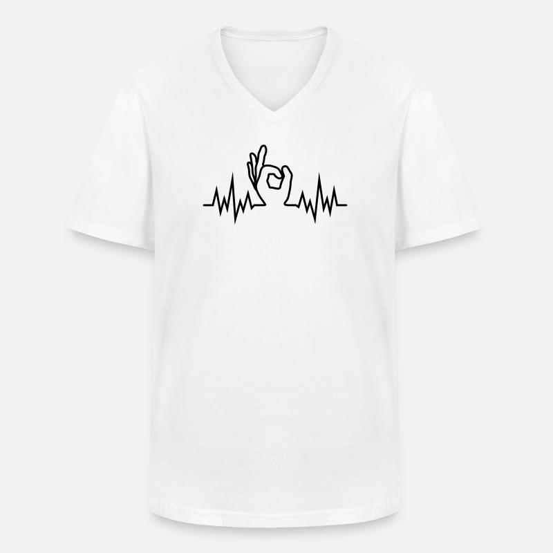 Wave-Finger-Hole - Männer-T-Shirt mit V-Ausschnitt - Weiß