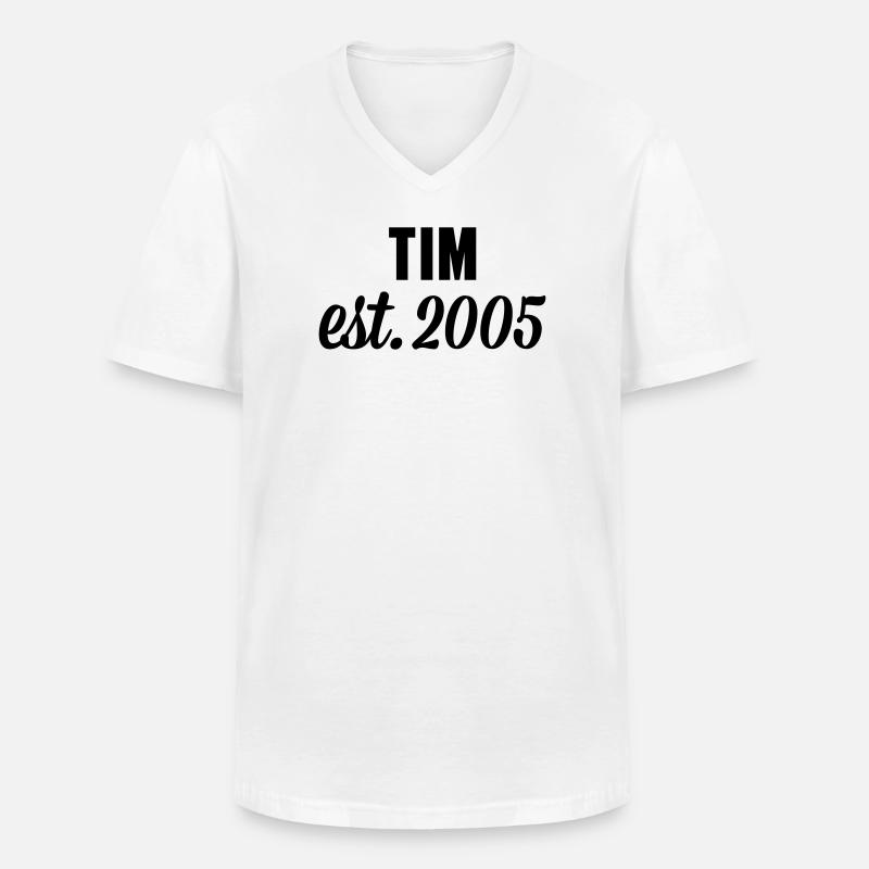 Tim est 2005 - Männer-T-Shirt mit V-Ausschnitt - Weiß