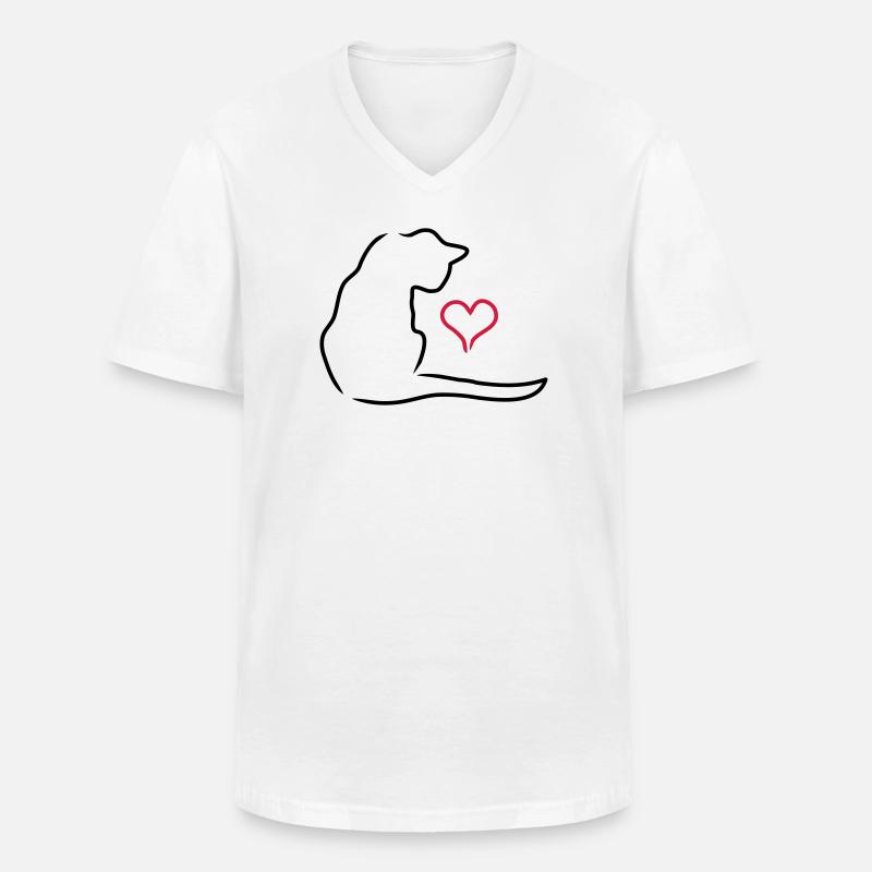 cat - Men's V-Neck T-Shirt - white