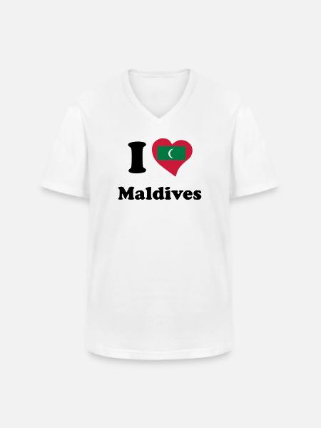 I love Maldives - Io amo Maldive - Maglietta da uomo classica con scollo a V - bianco