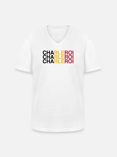 CHARLEROI Belgium Belgium Flag - Men's V-Neck T-Shirt - white