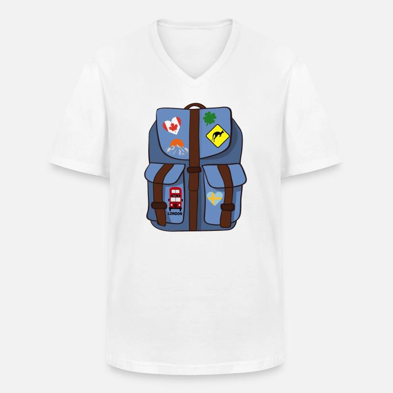 Rucksack - Männer-T-Shirt mit V-Ausschnitt - Weiß