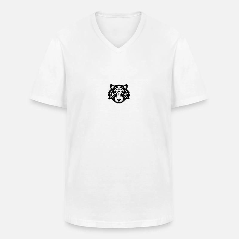 Tiger - Männer-T-Shirt mit V-Ausschnitt - Weiß