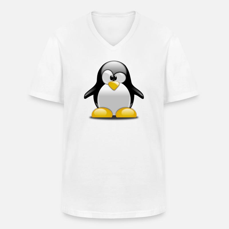 Pinguin - Männer-T-Shirt mit V-Ausschnitt - Weiß