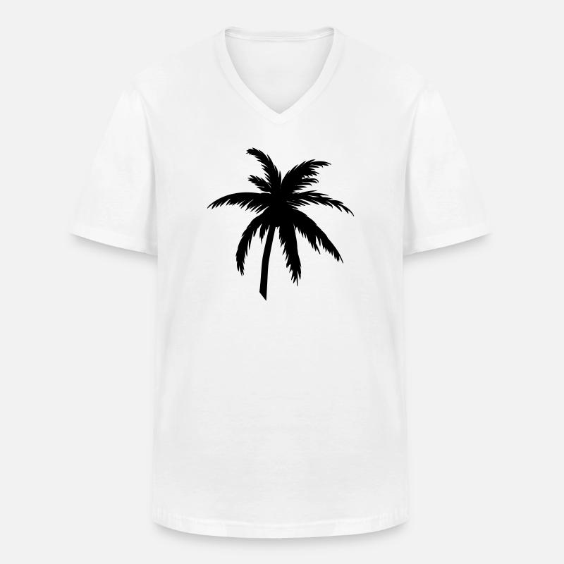 Palme Silhouette Schwarz – Tropical Style - Männer-T-Shirt mit V-Ausschnitt - Weiß