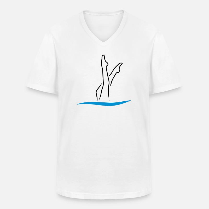 synchronized swimming - Men's V-Neck T-Shirt - white