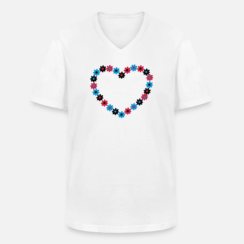 Blume Herz - Männer-T-Shirt mit V-Ausschnitt - Weiß