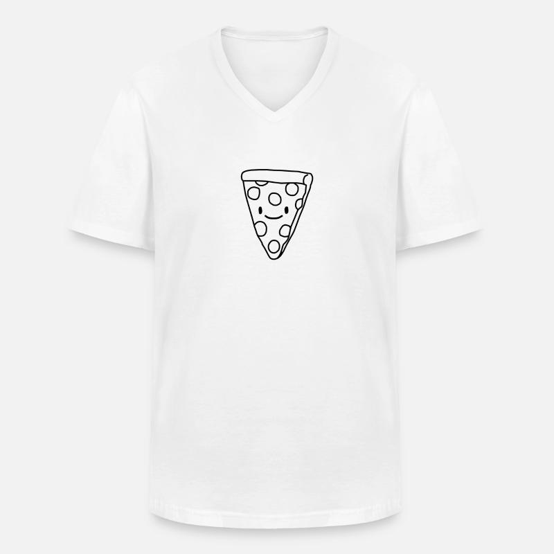 Pizza - Männer-T-Shirt mit V-Ausschnitt - Weiß