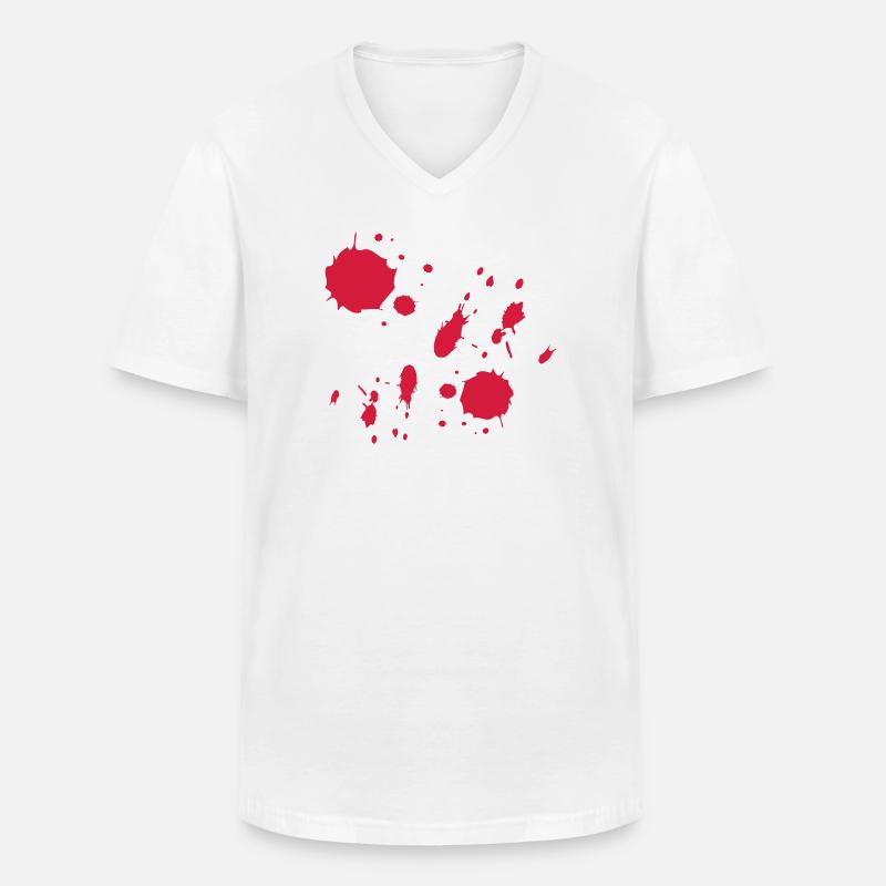 Rote Farbspritzer abstrakte Muster - Männer-T-Shirt mit V-Ausschnitt - Weiß