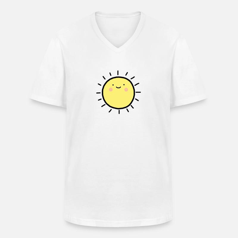 Sonne Smiley Glücklich - Männer-T-Shirt mit V-Ausschnitt - Weiß