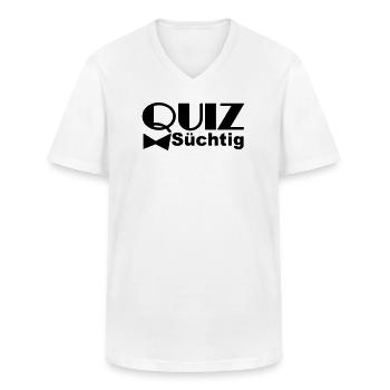 Quiz-süchtig Quiz Wissen Hobby Spruch lustig TV - Männer-T-Shirt mit V-Ausschnitt - Weiß - Vorne - AI Model Male 185 light (185cm)
