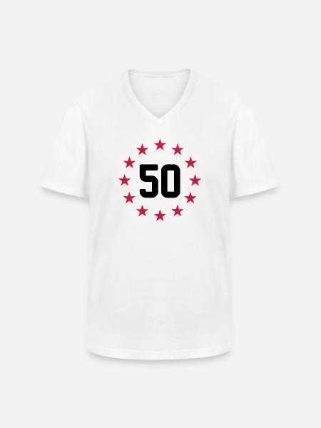 50 ans - T-shirt col V Homme - blanc