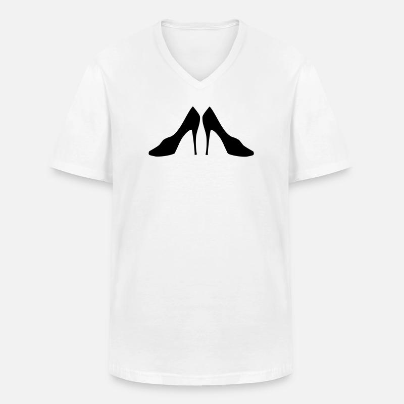 schuhe - Männer-T-Shirt mit V-Ausschnitt - Weiß