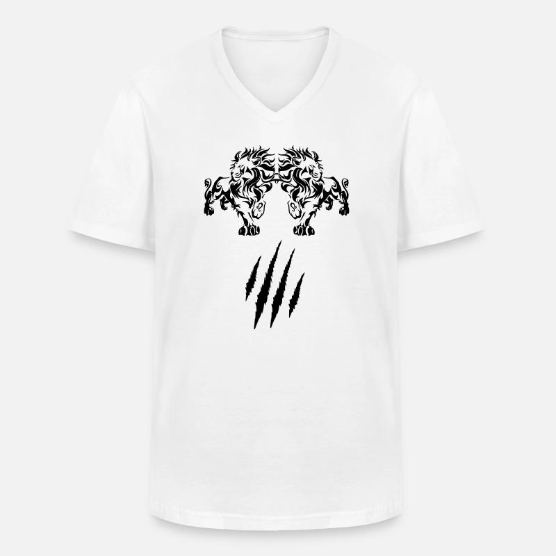 Löwe - Männer-T-Shirt mit V-Ausschnitt - Weiß