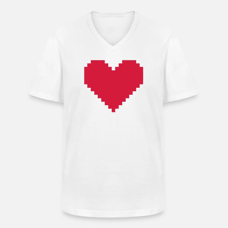 Herz aus Pixel - Männer-T-Shirt mit V-Ausschnitt - Weiß