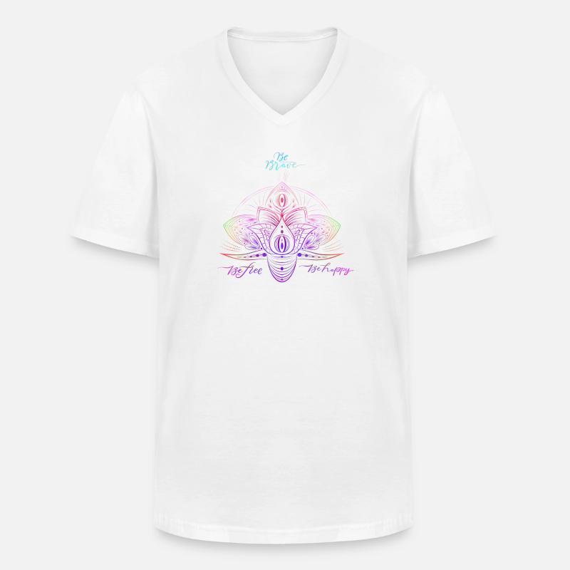 Buntes Sparkle Mandala Muster - Männer-T-Shirt mit V-Ausschnitt - Weiß