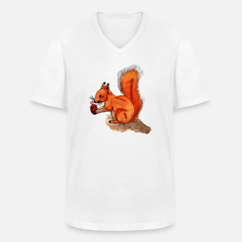 Eichhörnchen mit Geschenk - Männer-T-Shirt mit V-Ausschnitt - Weiß