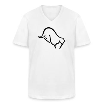 charging bull - Men's V-Neck T-Shirt - white - Front - AI Model Male 185 light (185cm)