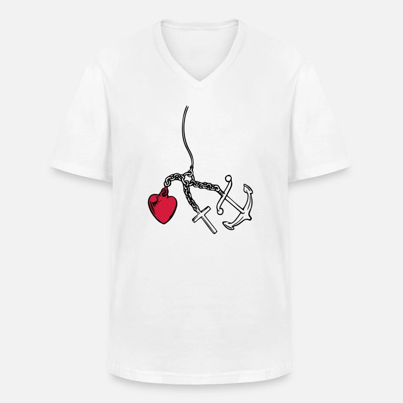 glaube liebe hoffnung herz - Männer-T-Shirt mit V-Ausschnitt - Weiß