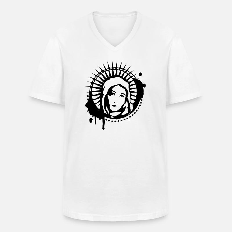 Maria Portrait Graffiti Schablone - Männer-T-Shirt mit V-Ausschnitt - Weiß