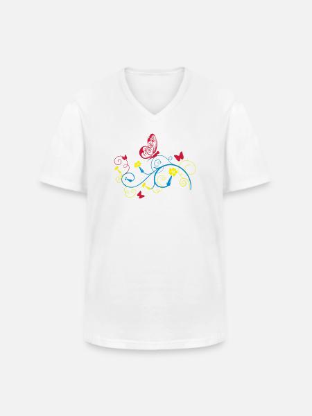Schmetterling - Männer-T-Shirt mit V-Ausschnitt - Weiß