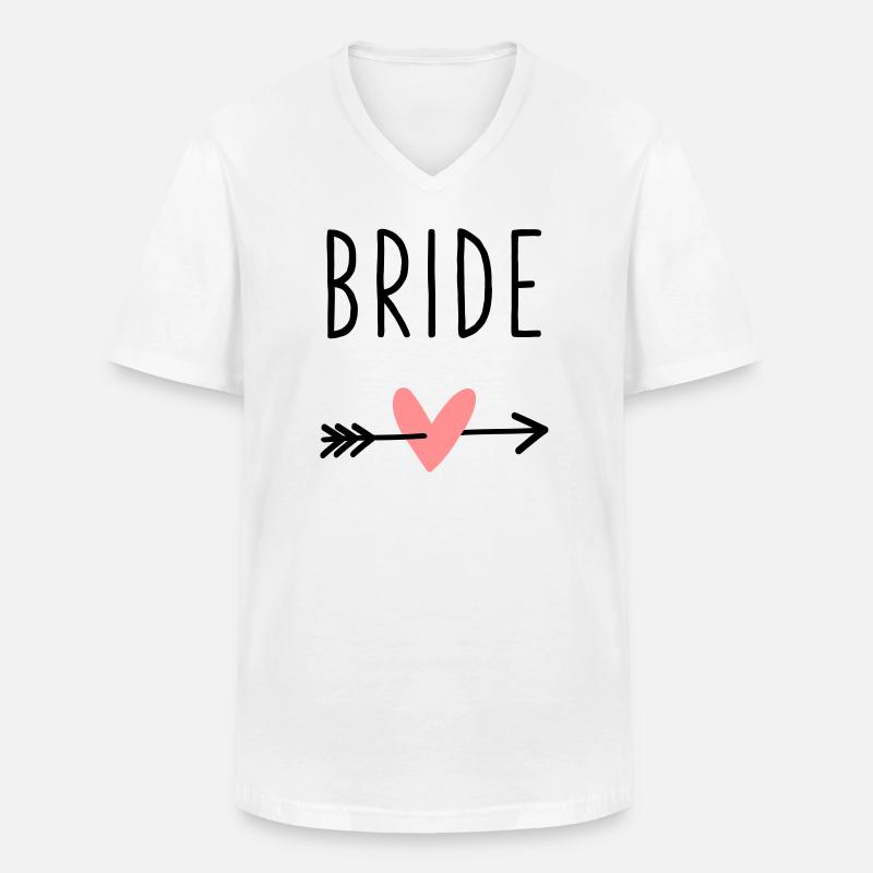 Addio al celibato della freccia del cupido del cuore della sposa - Maglietta da uomo classica con scollo a V - bianco