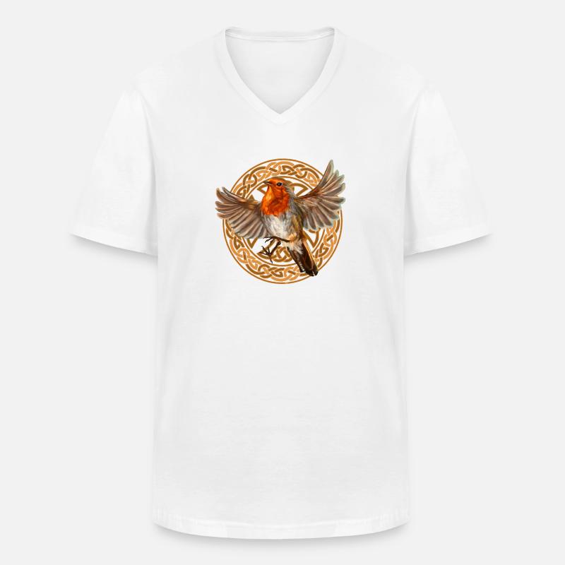 Robin Vogel - Männer-T-Shirt mit V-Ausschnitt - Weiß