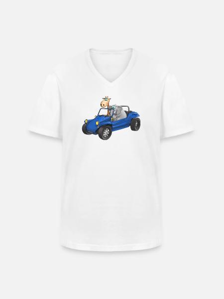 Elephant and giraffe in buggy - Men's V-Neck T-Shirt - white
